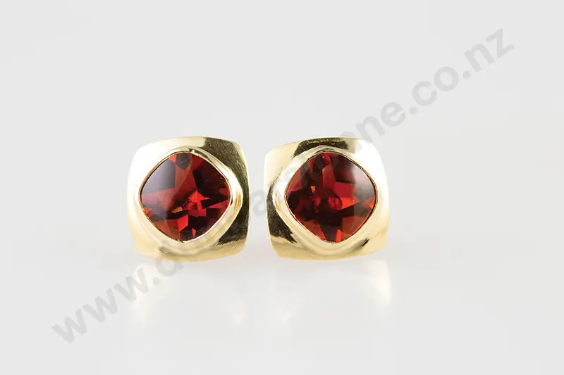 Pair 18ct Framed Madeira Citrine Stud Earrings Image 1++