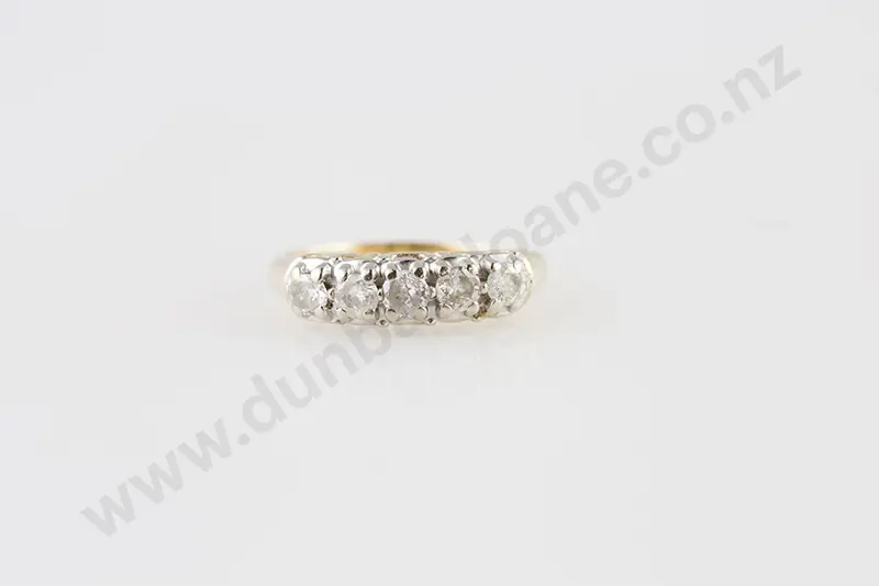 14ct Five Stone Diamond Band Ring Image 1++