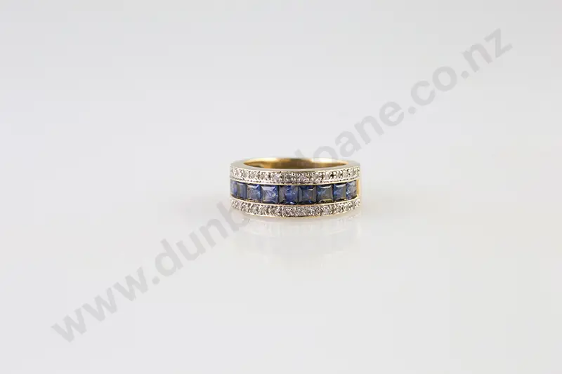 9ct 39stone Sapphire & Diamond Band Ring Image 1++