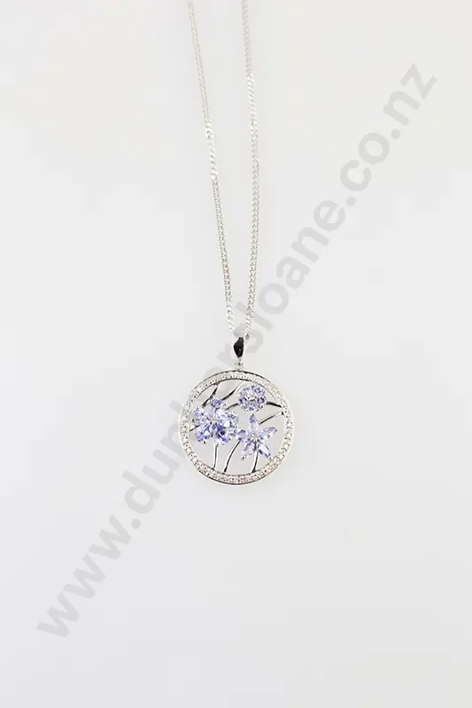 9ct White Gold 14stone Sapphire Circlet Pendant Image 1++
