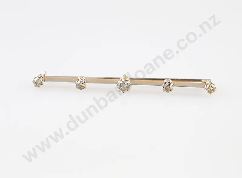 18ct Five Stone Diamond Bar Brooch Image 1++