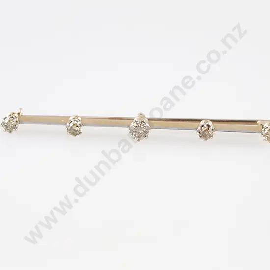 18ct Five Stone Diamond Bar Brooch