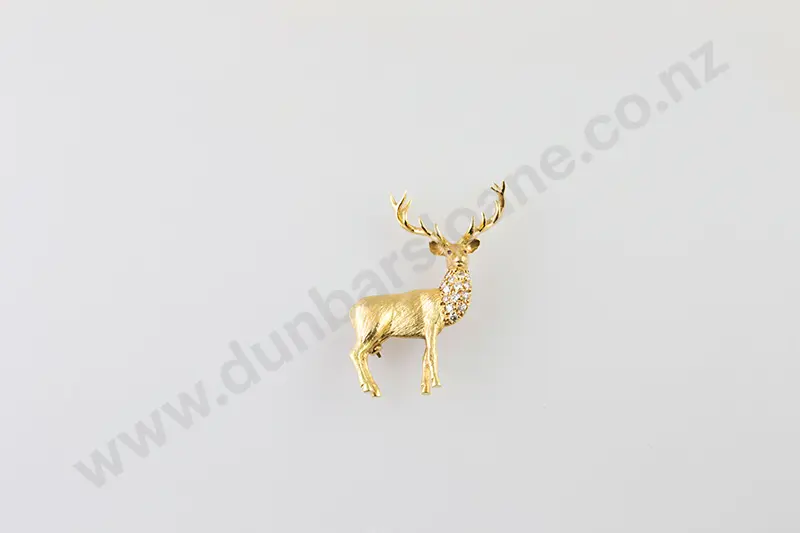 18ct 13stone Diamond Stag Brooch Image 1++