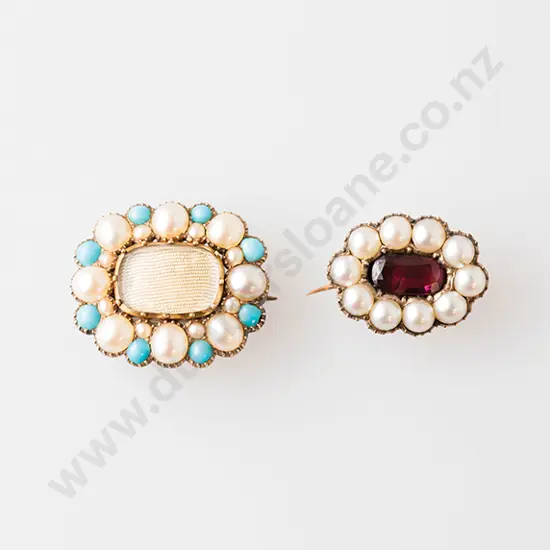 Two Early Victorian Gold Mourning Brooch Pins