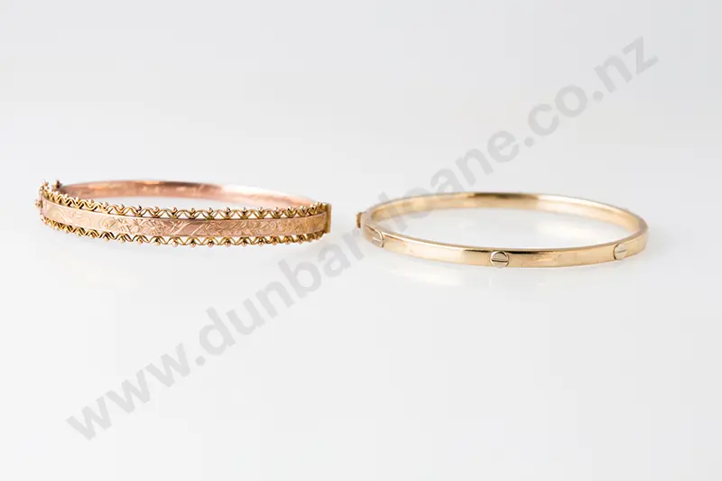 Two 9ct Hinged Snap Bangles Image 1++