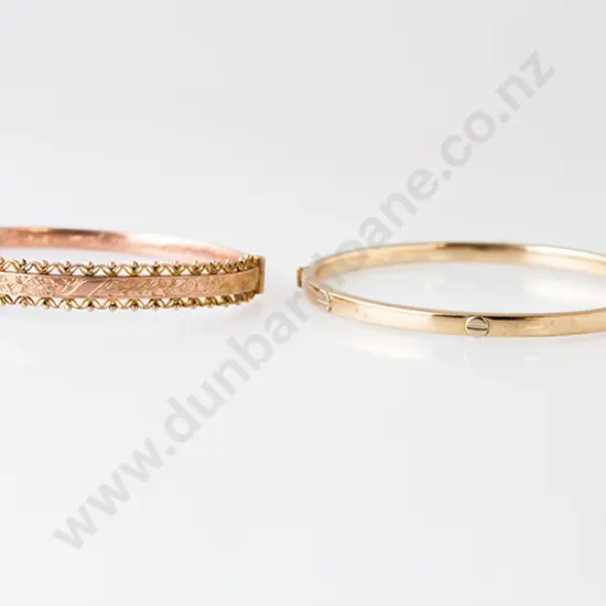 Two 9ct Hinged Snap Bangles