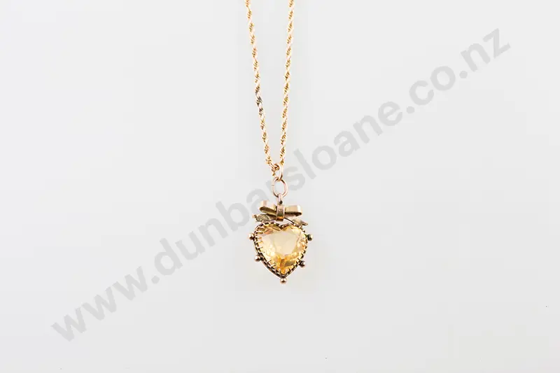 Edwardian 9ct Single Citrine Pendant Image 1++