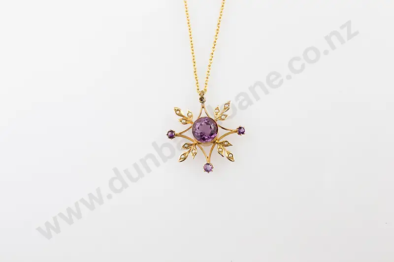 Edwardian 9ct Floret Burst Pendant Image 1++