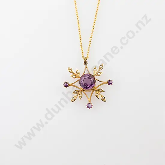 Edwardian 9ct Floret Burst Pendant