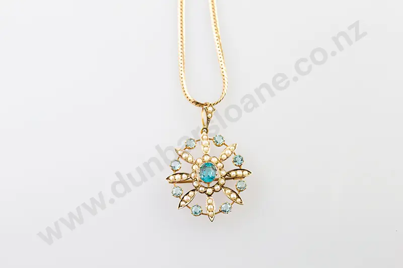 Edwardian 9ct Floret Burst Pendant Image 1++