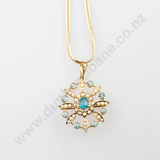 Edwardian 9ct Floret Burst Pendant