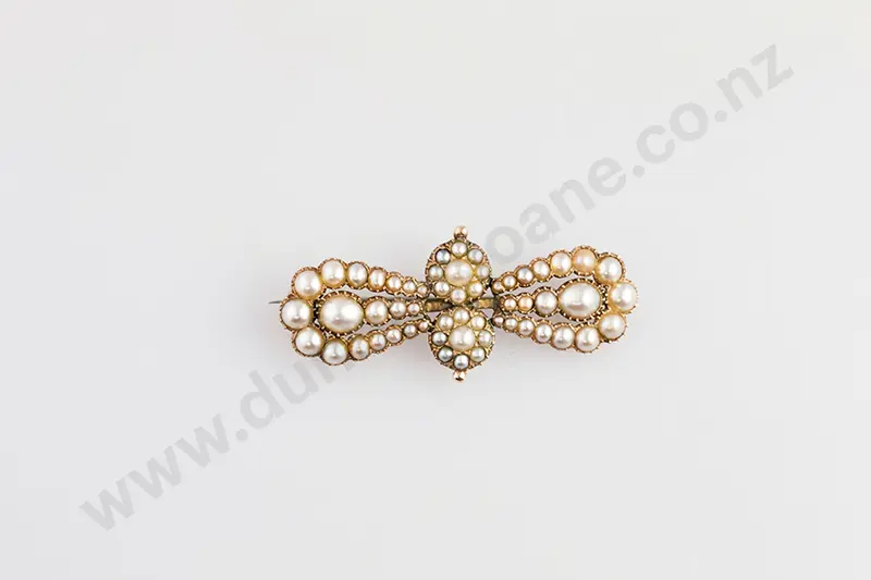 Victorian Gold Pearl Bar Brooch Image 1++
