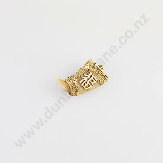 Antique 14ct Filigree Mount Tiger Claw Brooch