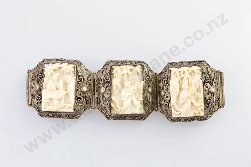 Chinese Filigree Silver Bracelet Image 1++