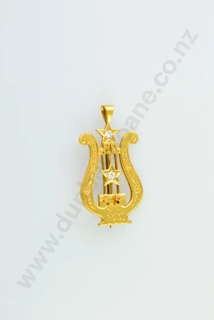 Late Victorian 15ct Harp Brooch/Pendant Image 1++