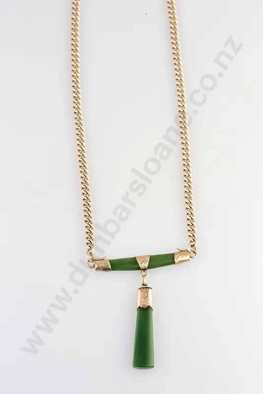 9ct Greenstone Necklace Pendant Image 1++