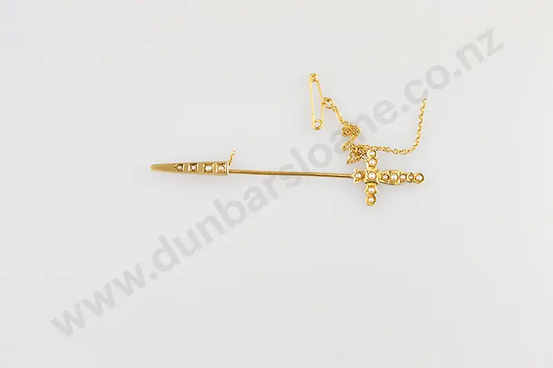 Late Victorian 15ct Sword Stick Pin Image 1++