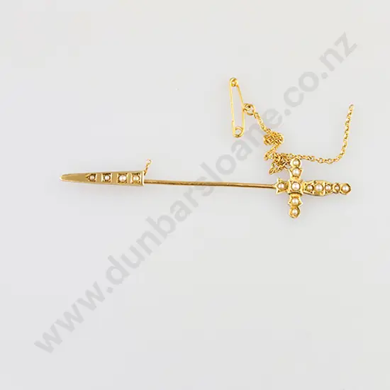 Late Victorian 15ct Sword Stick Pin