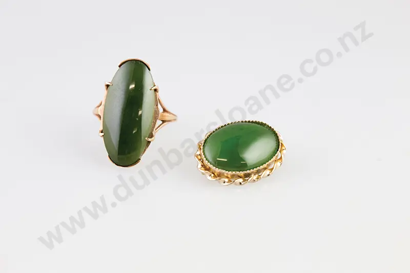 9ct mounted Greenstone Panel Ring & Brooch Image 1++