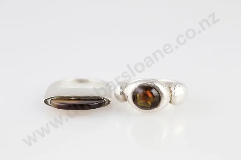 Two S/S & Gem Modern Design Rings Image 1++