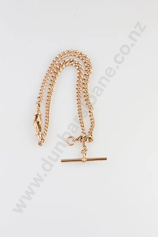 Edwardian 9ct Graduated Curb Link Albert Chain Image 1++