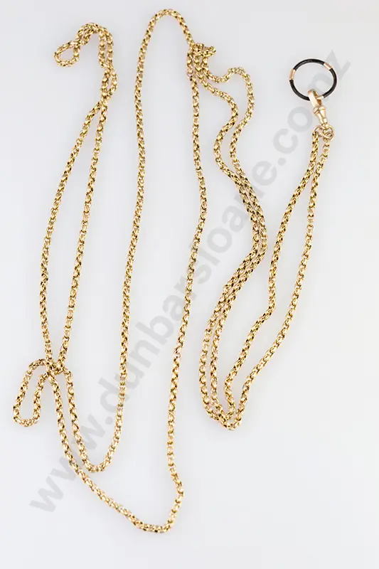 Victorian 9ct Faceted Trace Link Muff Chain Image 1++