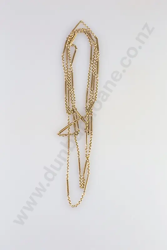 Edwardian 9ct Fine Double Trace Link Muff Chain Image 1++