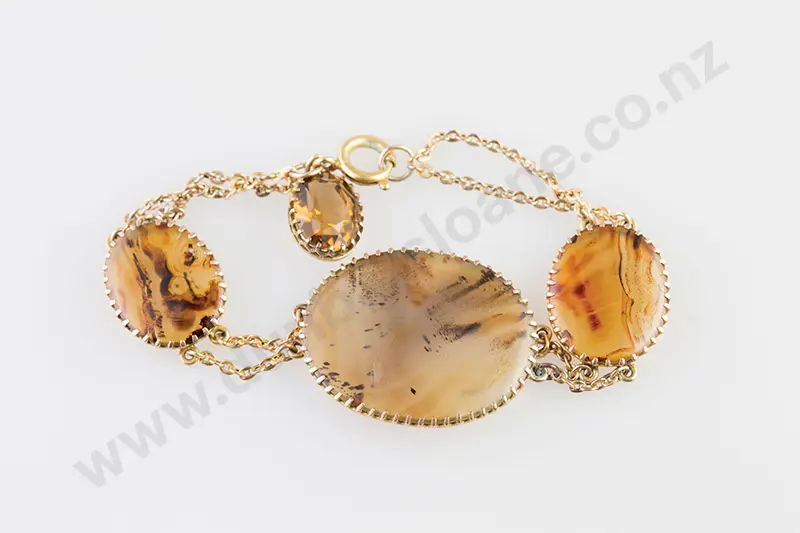 Edwardian 9ct Moss Agate Bracelet Image 1++