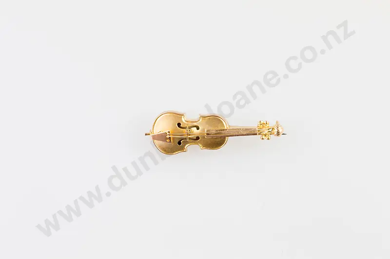 9ct Violin Pin Brooch Image 1++