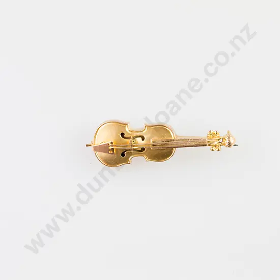 9ct Violin Pin Brooch