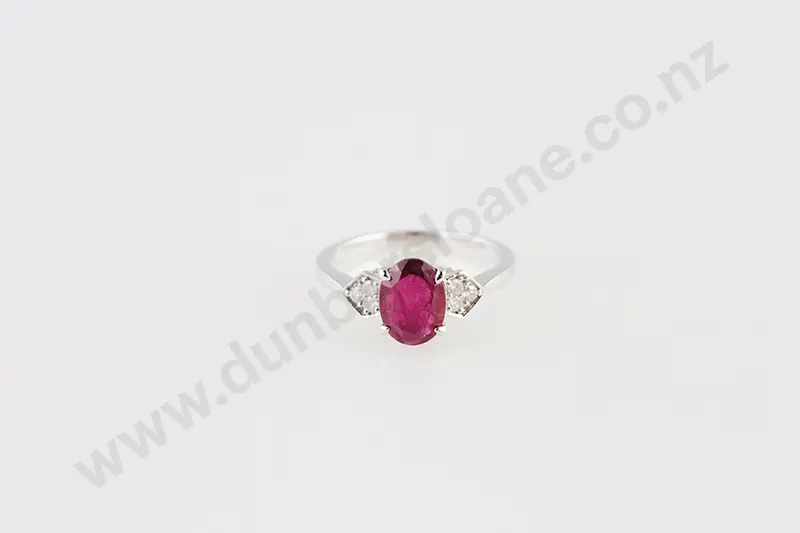 18ct White Gold Seven Stone Ruby & Diamond Cluster Ring Image 1++