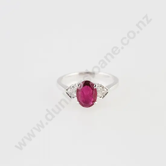 18ct White Gold Seven Stone Ruby & Diamond Cluster Ring