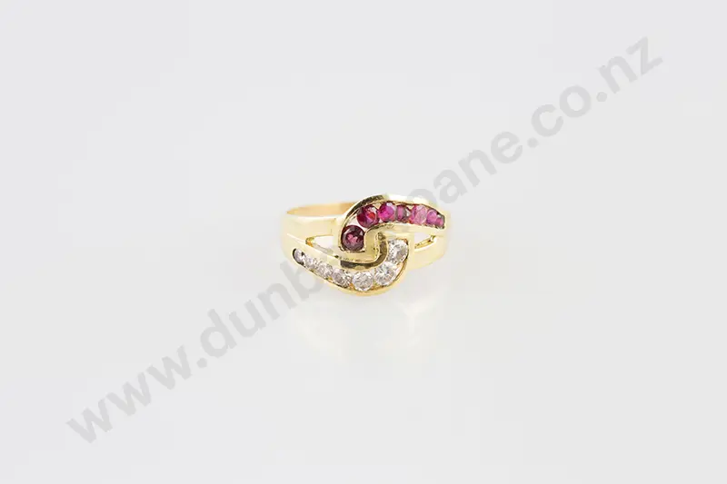 18ct 14stone Ruby & Diamond Band Ring Image 1++