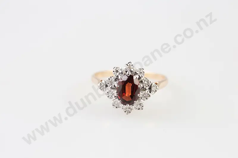 9ct 13stone Garnet and Diamond Cluster Ring Image 1++