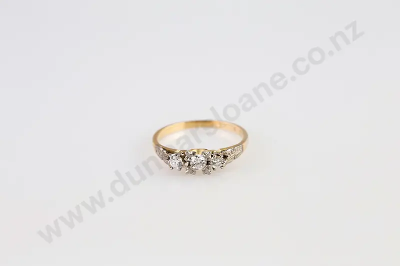 18ct & Platinum Three Stone Diamond Bridge Ring Image 1++