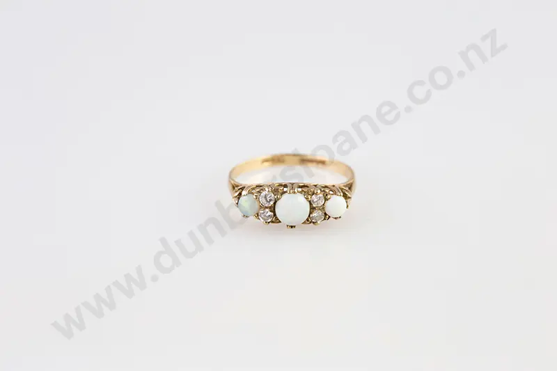 18ct Three Stone Milk Opal Bridge Ring Image 1++