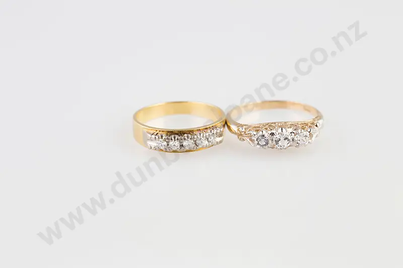 18ct Five Stone Diamond Eternity Band and Sapphire Ring Image 1++