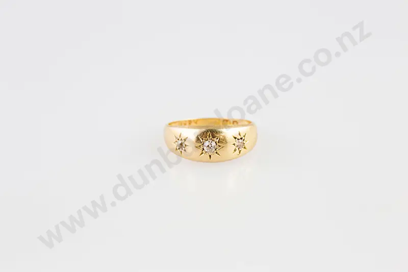 Victorian 18ct Three Stone Diamond Band Ring Image 1++