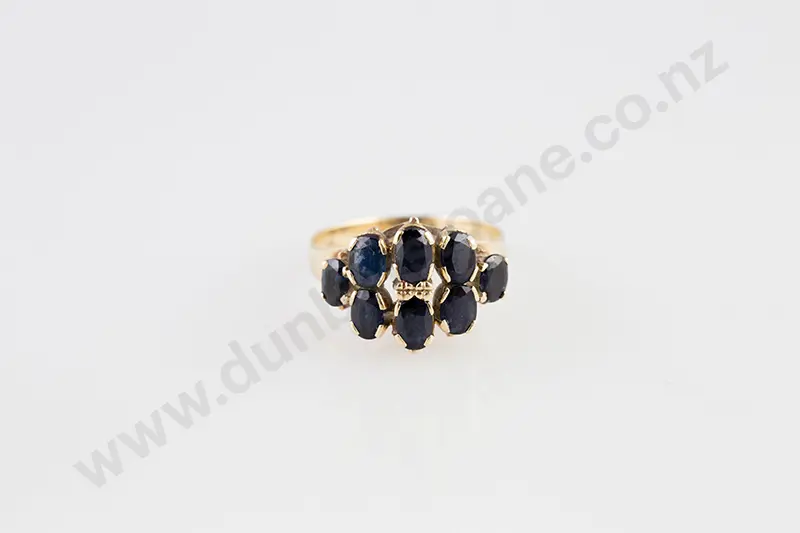 9ct Eight Stone Sapphire Princess Style Cluster Ring Image 1++