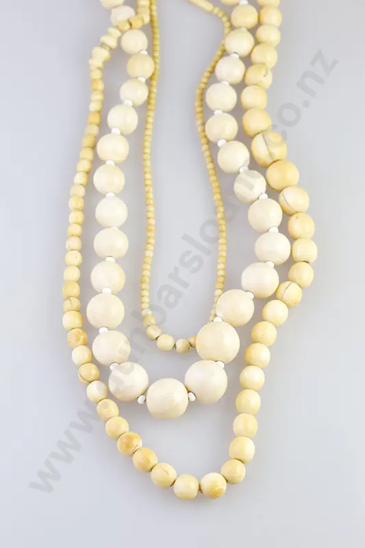 Two Single Strand Graduated Ivory Bead Necklaces and other Image 1++