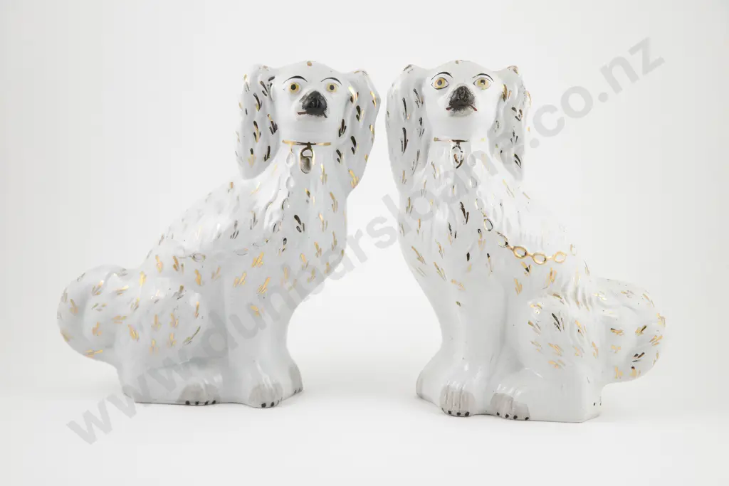 Pair Late Victorian Staffordshire Mantel Dogs Image 1++