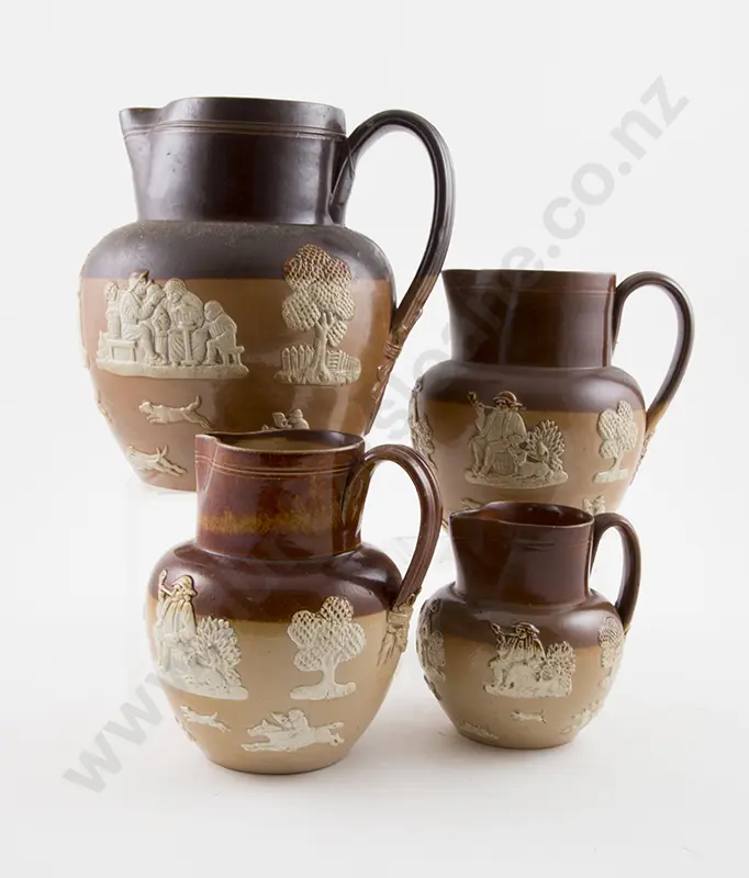 Four Doulton Stone Ale Jugs Image 1++