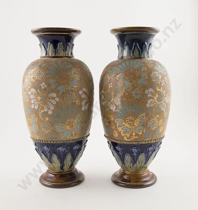 Pair of Doulton Stoneware Mantel Vases Image 1++