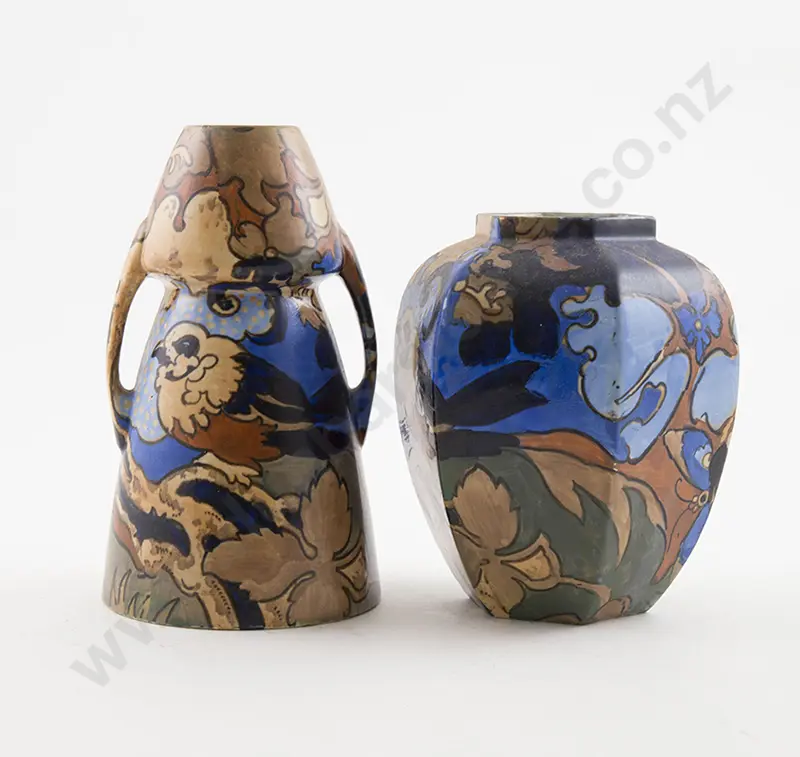 Two Bursley Ware Art Deco Vases "Amstel" design by Frederick Rhead Image 1++