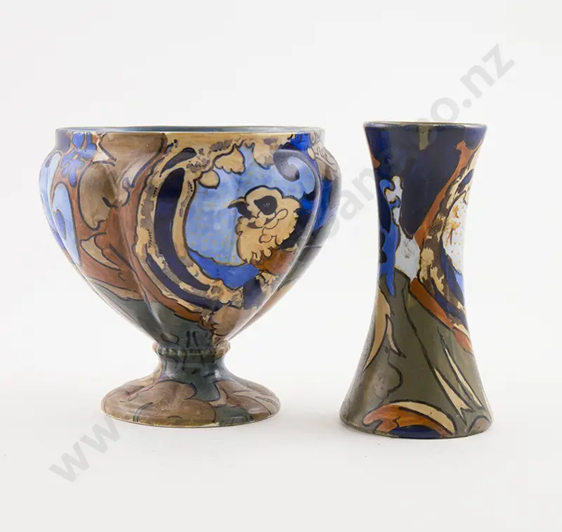 Bursley Ware Art Deco Rose Bowl and Vase "Amstel" design by Frederick Rhead Image 1++