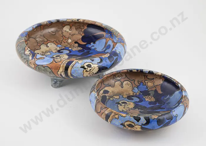 Two Bursley Ware Art Deco Shallow Table Centre Bowls "Amstel" design by Frederick Rhead Image 1++