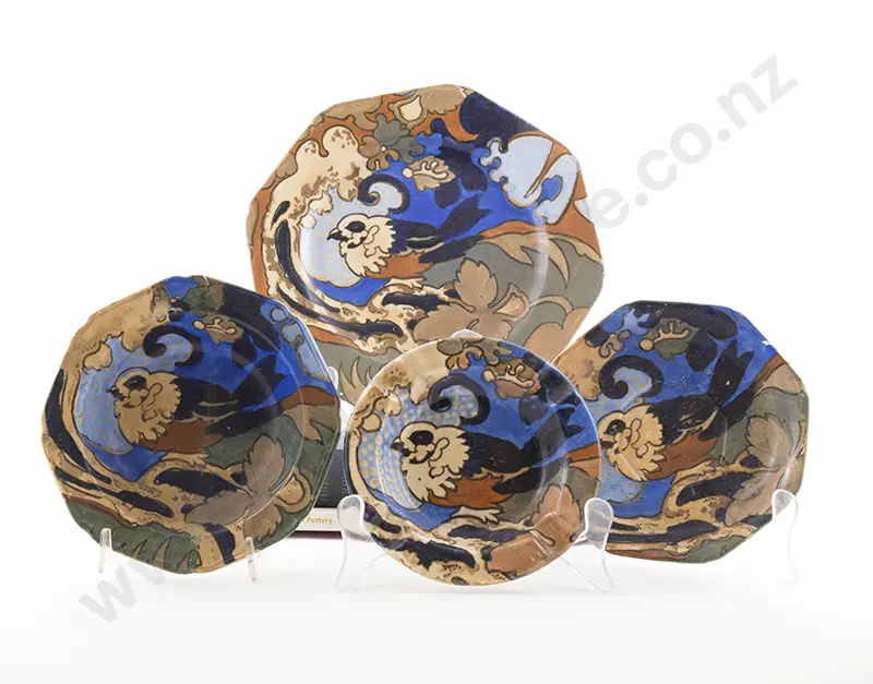 Four Various Bursley Ware Art Deco Dishes "Amstel" design by Frederick Rhead and Two Books Image 1++