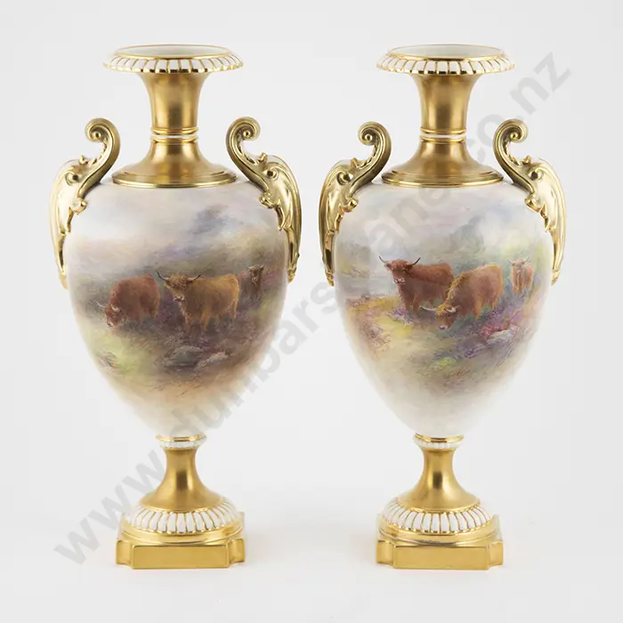Pair Royal Worcester Mantel Vases Image 1++