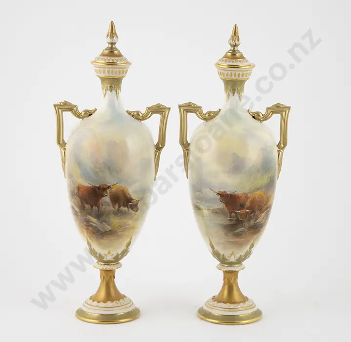 Pair Royal Worcester Vase and Covers Image 1++