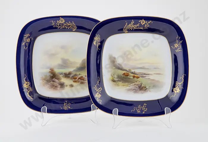 Pair Royal Worcester Shallow Dishes Image 1++